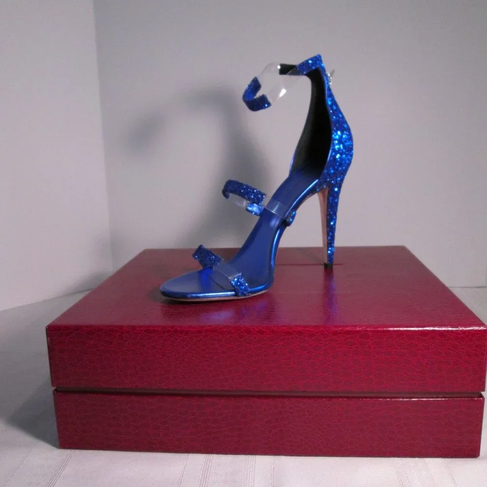 Tamara Mellon Frontline Glitter Heels Cobalt Blue Sz 40 NIB ✨ - Picture 3 of 13
